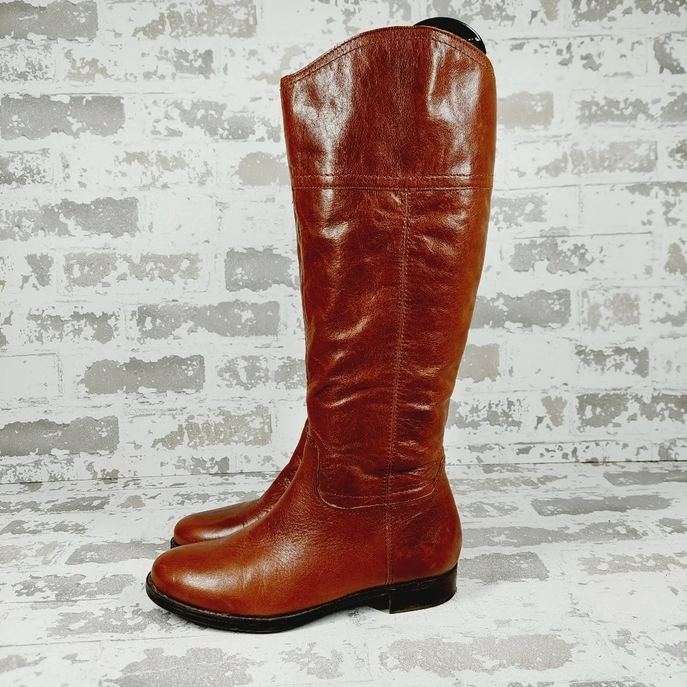 Audrey Brooke Abtye Brown Leather Winter Flat Boots K268